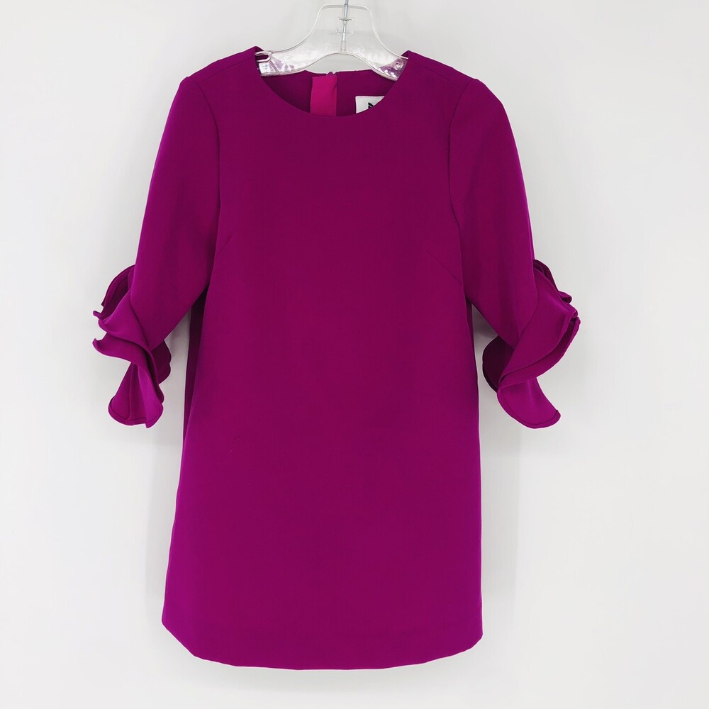 Milly Minis High Neck Ruffle Sleeve Purple Shift Dress Sz 5 Toddler Fancy Toddle